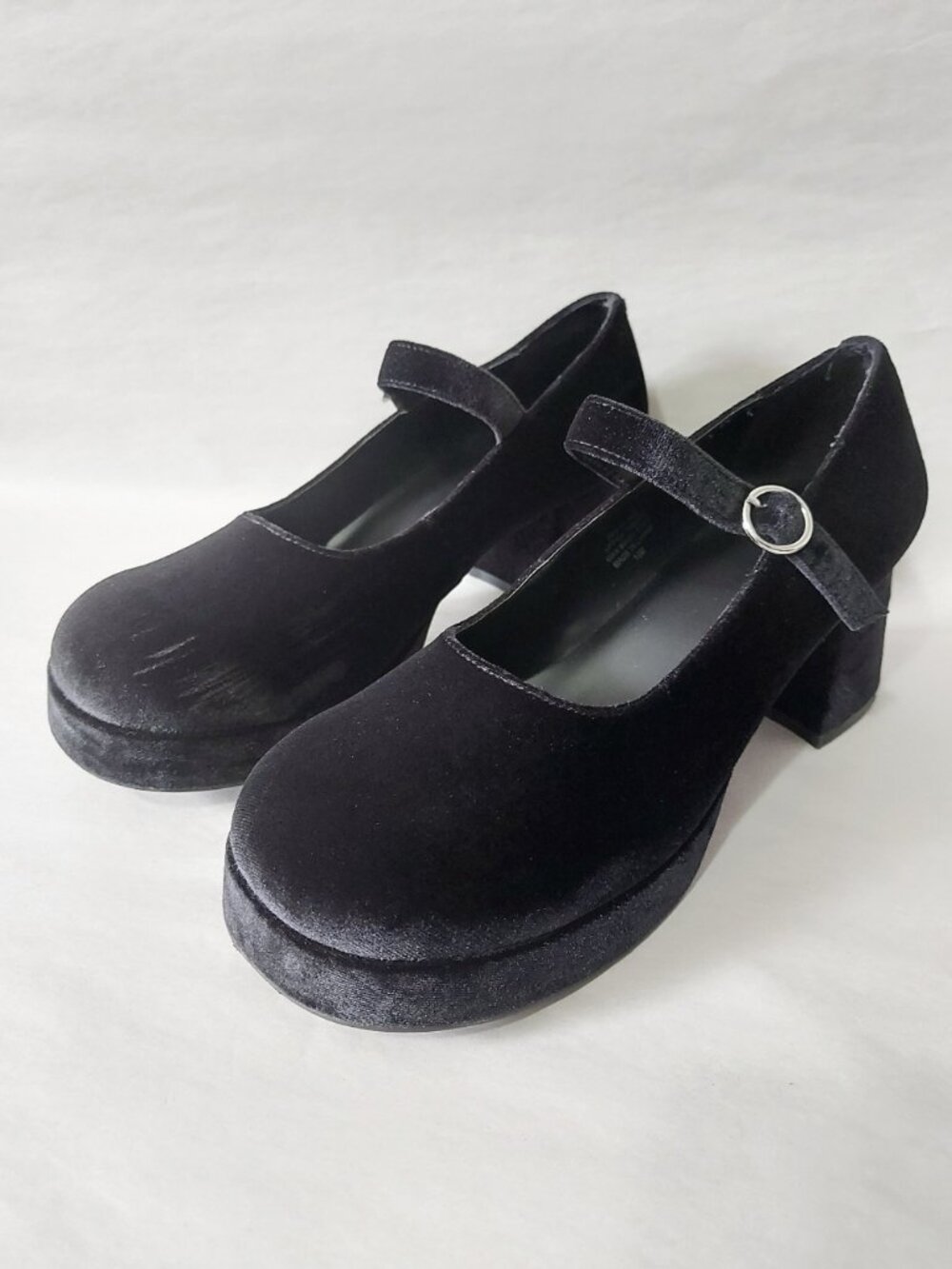 Delia's Dolls Kill Recess Junkie Black Velvet Mary Jane Shoes Size 10 Block Heel